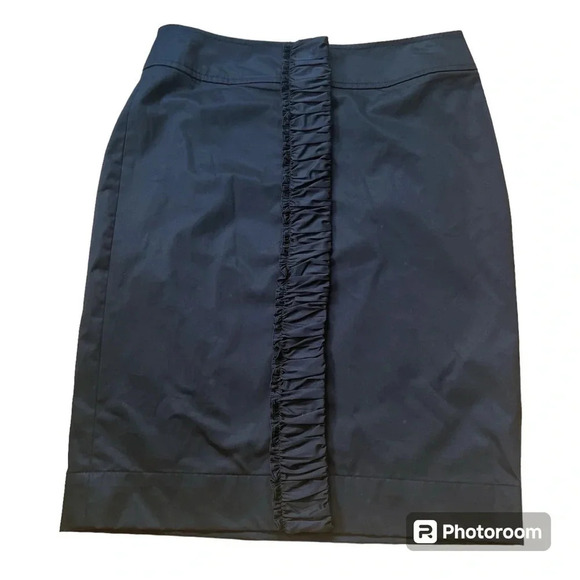 NWT TALBOTS Black Cotton Ruffle Front Button Spring Pencil skirt size 4 - Picture 1 of 10